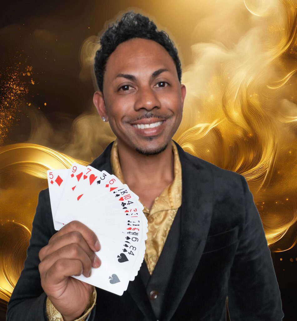 Chris Workman fanning a deck of cards