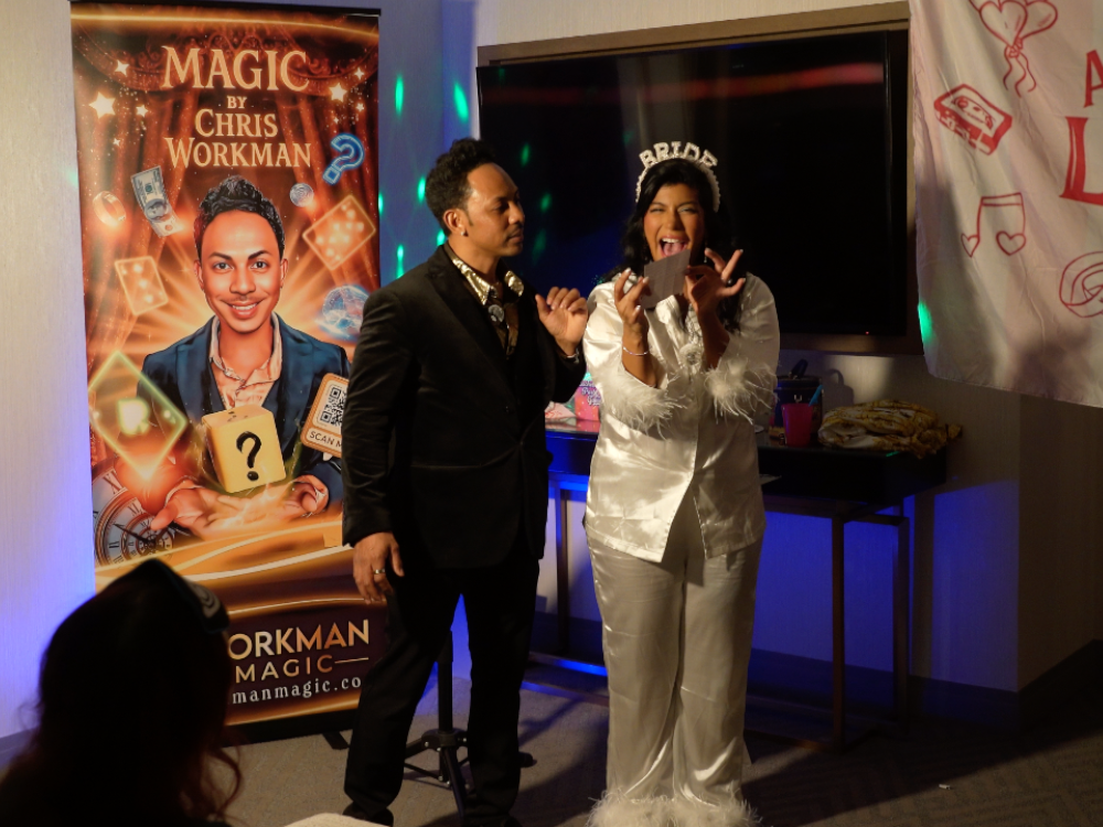 bride is amazing as chris workman las vegas magician does close up magic